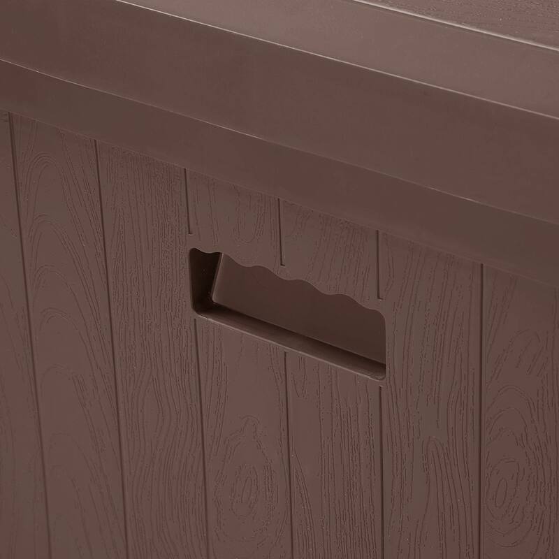 La Jolla Weatherproof Outdoor 51 Gallon Storage Deck Box w/Lid - Waterproof Garden/Patio Wood Grain Resin Lock Box