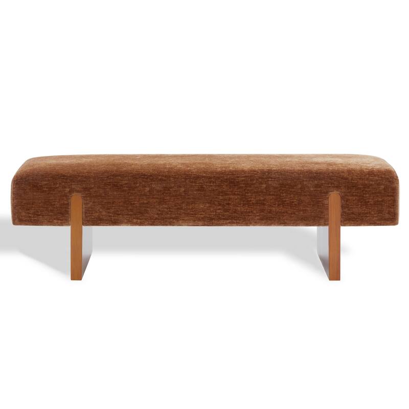 SAFAVIEH Couture Kandiss Mid-Century Modern Bench - 56"W x 18"D x 17"H - Amber/Brown