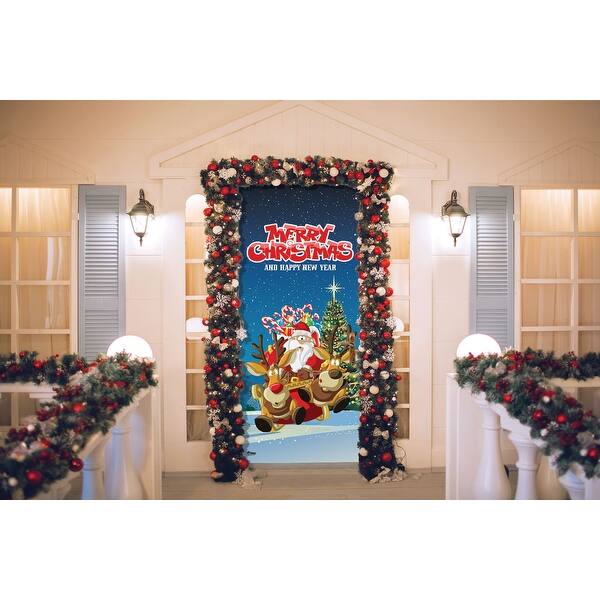 Shop 80 X 36 Red And Green Santa S Take Off Christmas Front Door