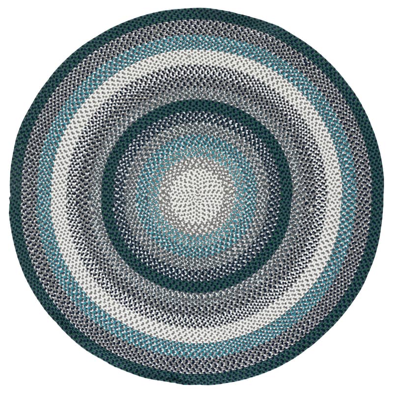 SAFAVIEH Handmade Braided Jo Machine Washable Country Casual Rug - 5' Round - Teal/Multi