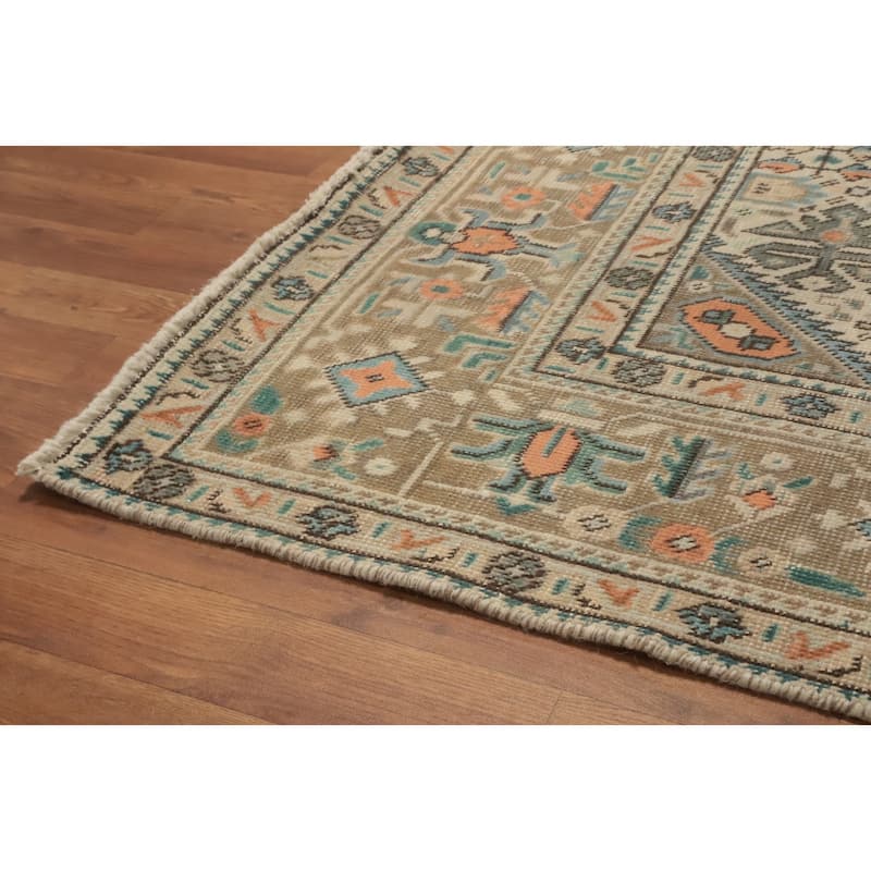 Hand Knotted Oriental 100% Wool Carpet Traditional Medallion Green Tabriz Area Rug - 9' 4'' X 6' 4''