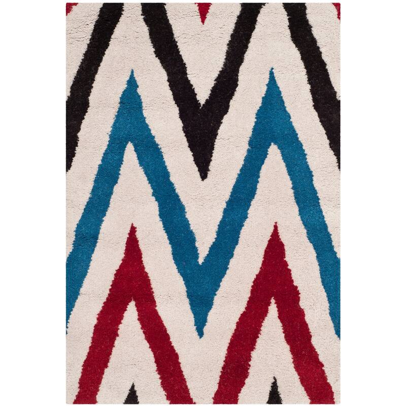 SAFAVIEH Handmade Chatham Klasina Modern Moroccan Wool Rug - 2' x 3' - Ivory/Multi