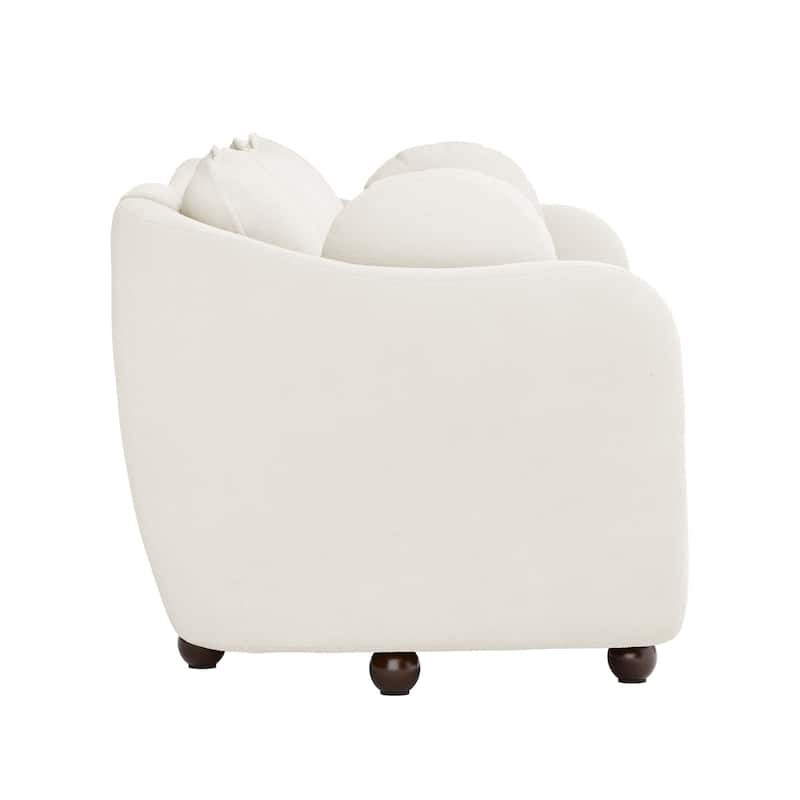 90.6 Inch 3-Seater Sofa Couch with 6 Pillows, Chenille Upholstered Living Room Sofa for Living Room Bedroom Apartment in White