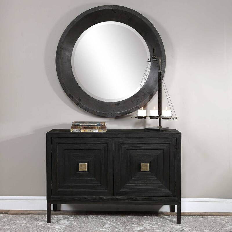 43" Black and Bronze Contemporary 2 Door Cabinet