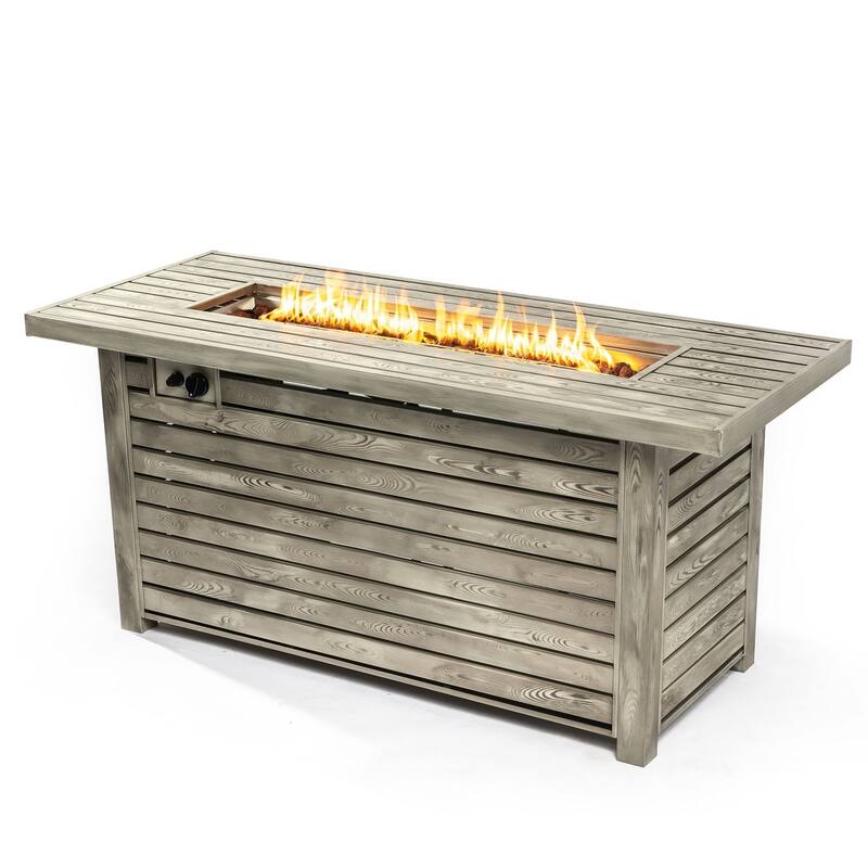 53.5 in. W x 22 in. D x 24 in. H Rectangle Steel Propane Gas Patio Fire Pits in Light Beige