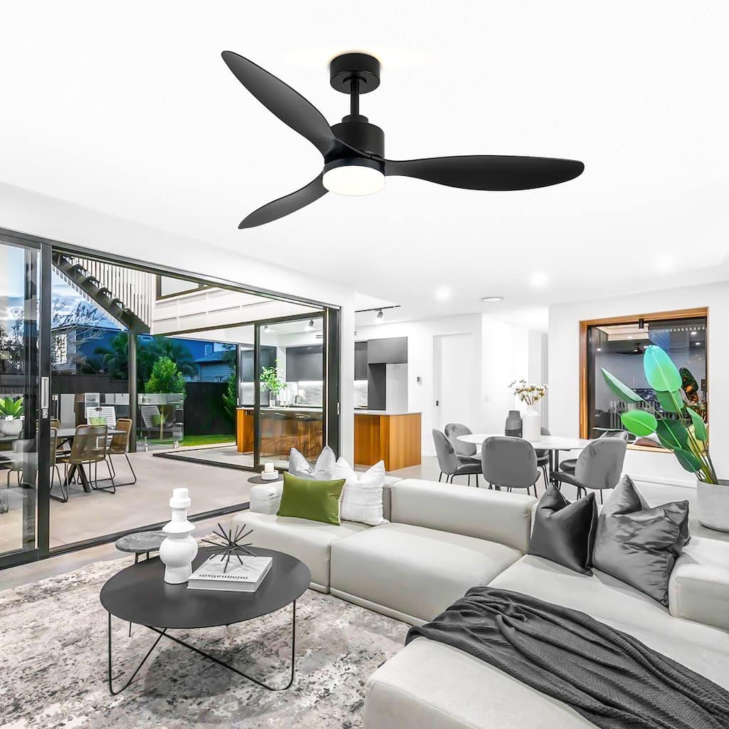 42/52 -inch Black LED Ceiling Fan with Lights Remote(3-Blade)