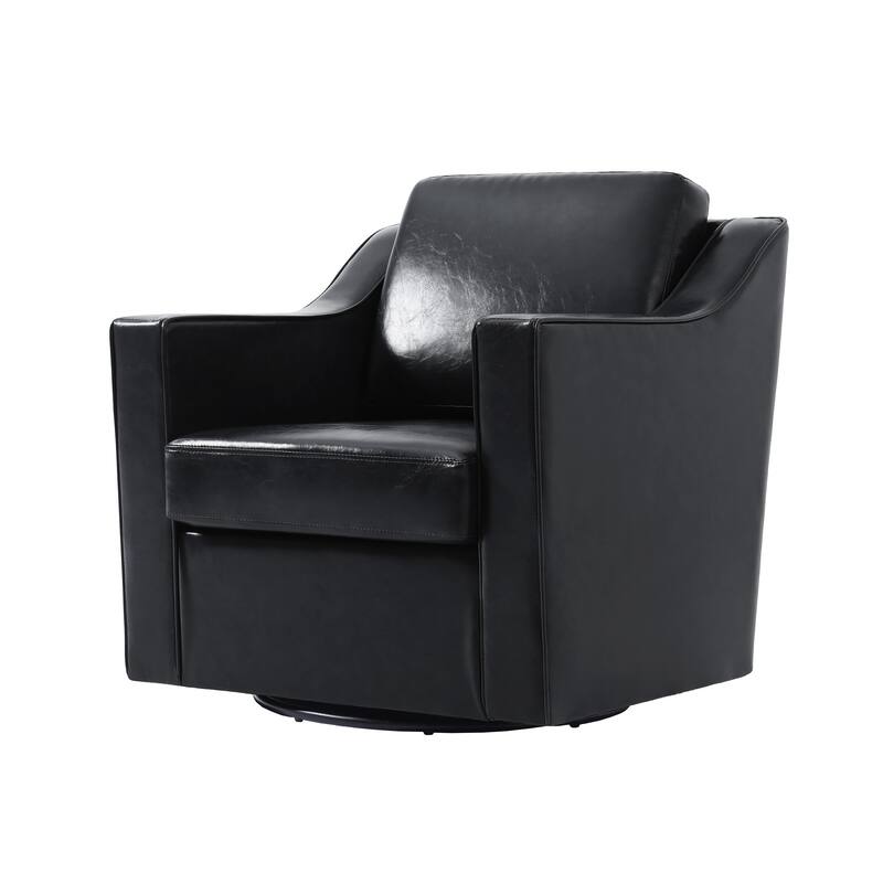 UIXE Chenille/Leather Swivel Barrel Chair Accent Chairs For Living Room