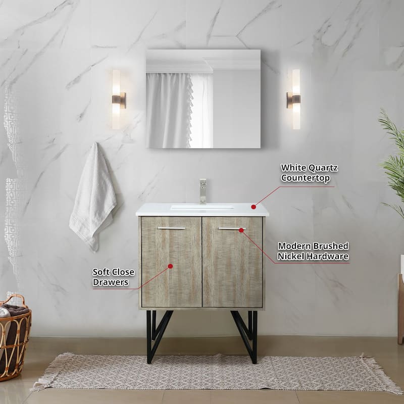 Lancy 30 in W x 20 in D Rustic Acacia Bath Vanity and White Quartz Top