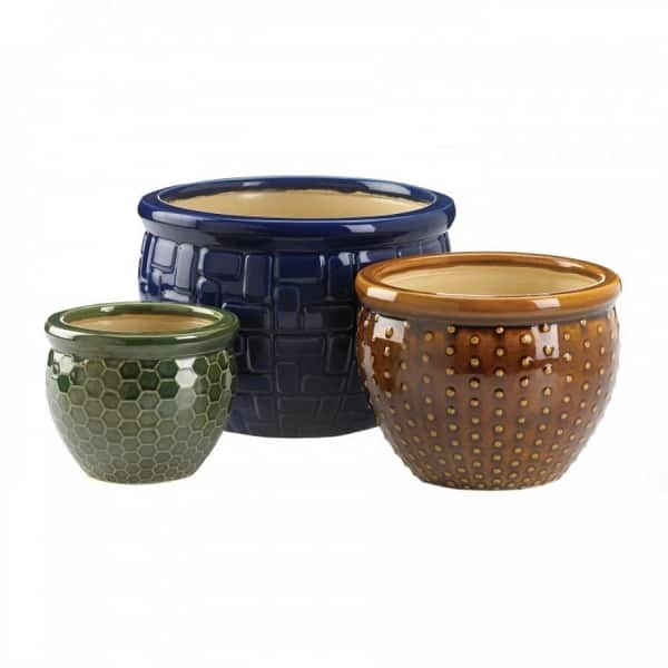 Designer Trio Ceramic Plant Pots Overstock 30747412