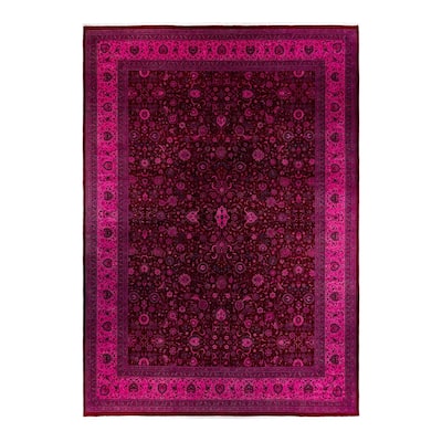 Overdyed, One-of-a-Kind Hand-Knotted Area Rug - Pink - 12' 0" x 16' 10"