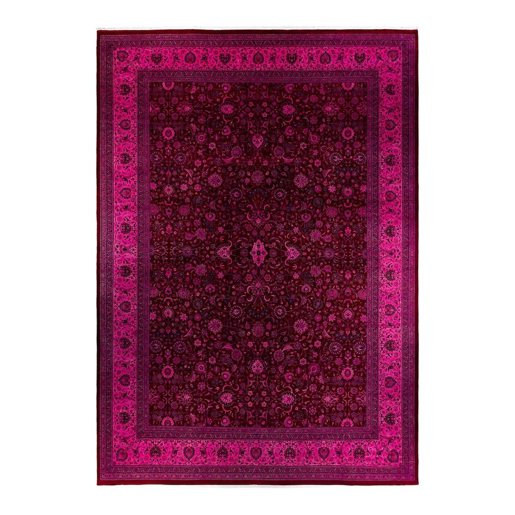 Overdyed, One-of-a-Kind Hand-Knotted Area Rug - Pink - 12' 0" x 16' 10"