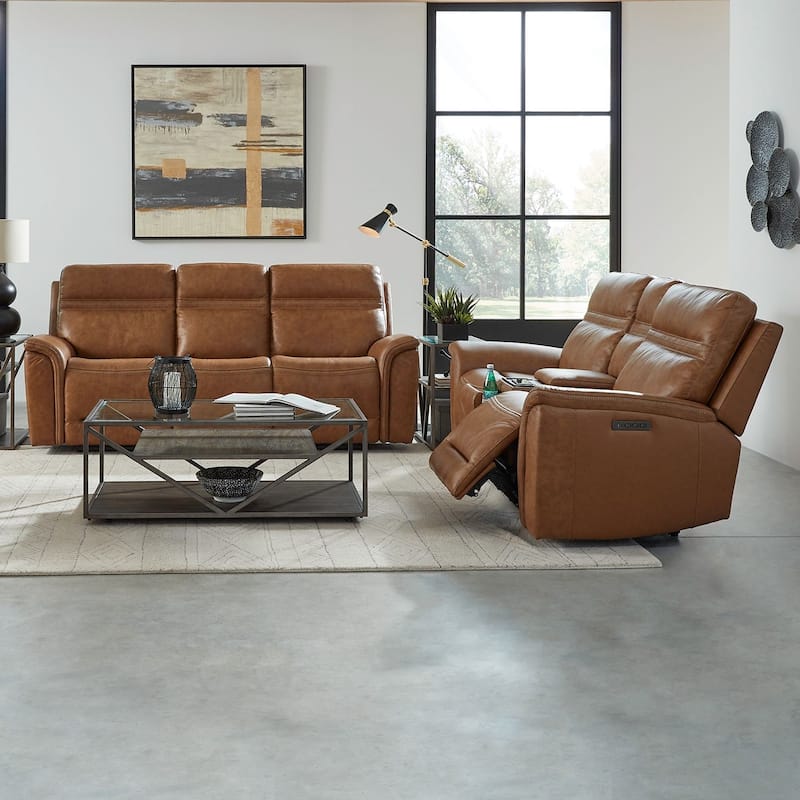 Liberty Furniture Cooper Living Room Power Leather Sets - Sofa, Recliner, Loveseat - Sofa, Love Seat Camel Leather
