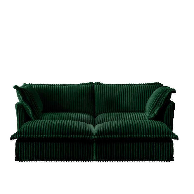 83.4" Corduroy 2-Seater Sectional Sofa with Ottomans