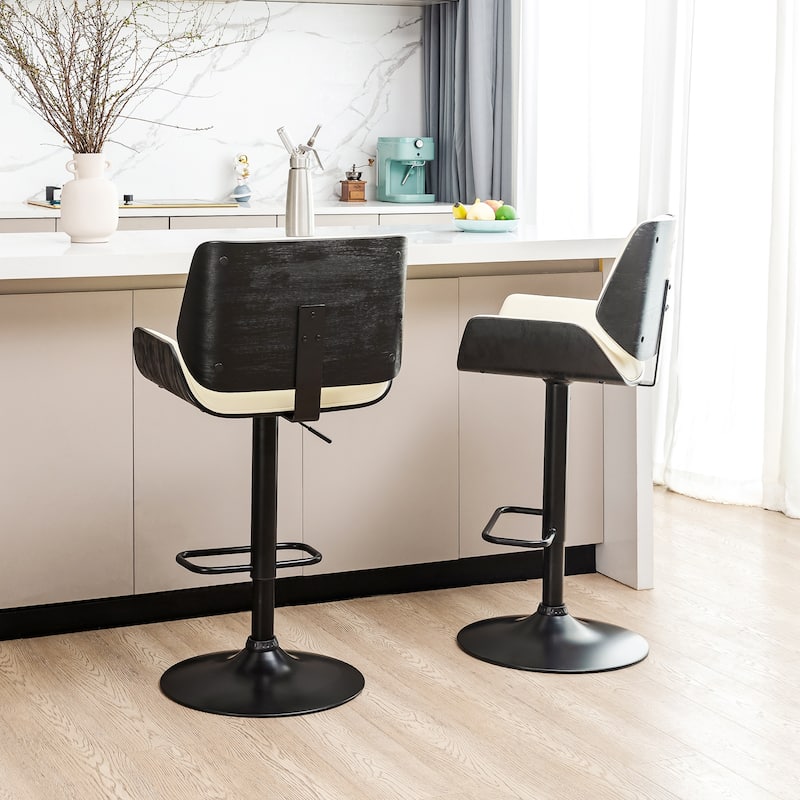 Glitzhome Set of 2 or 4 Modern Height Adjustable Faux Leather Swivel Bar Stools