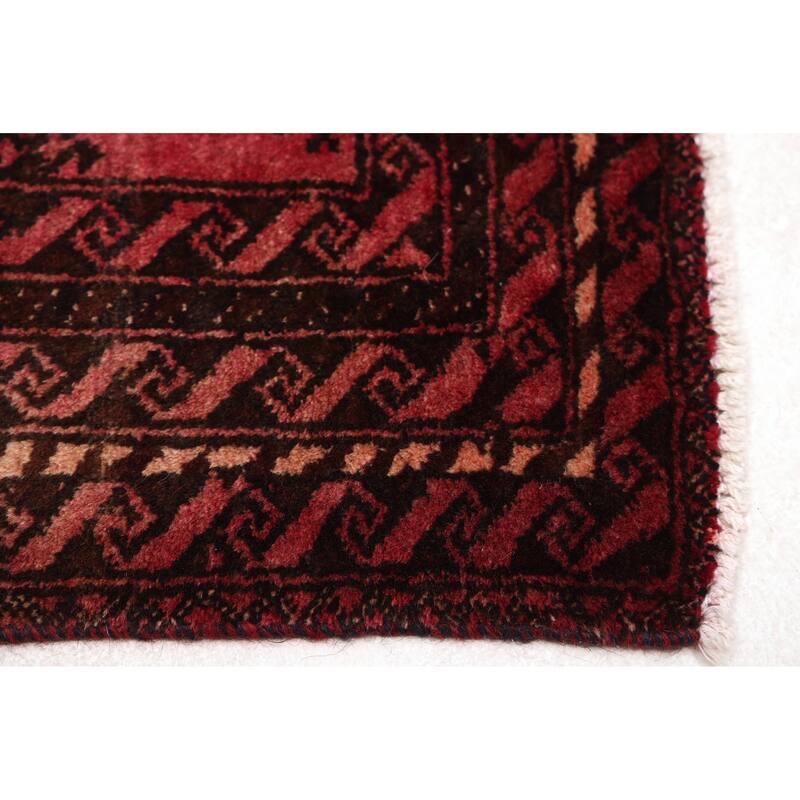 ECARPETGALLERY Hand-knotted Baluch Red Wool Rug - 2'10 x 6'1