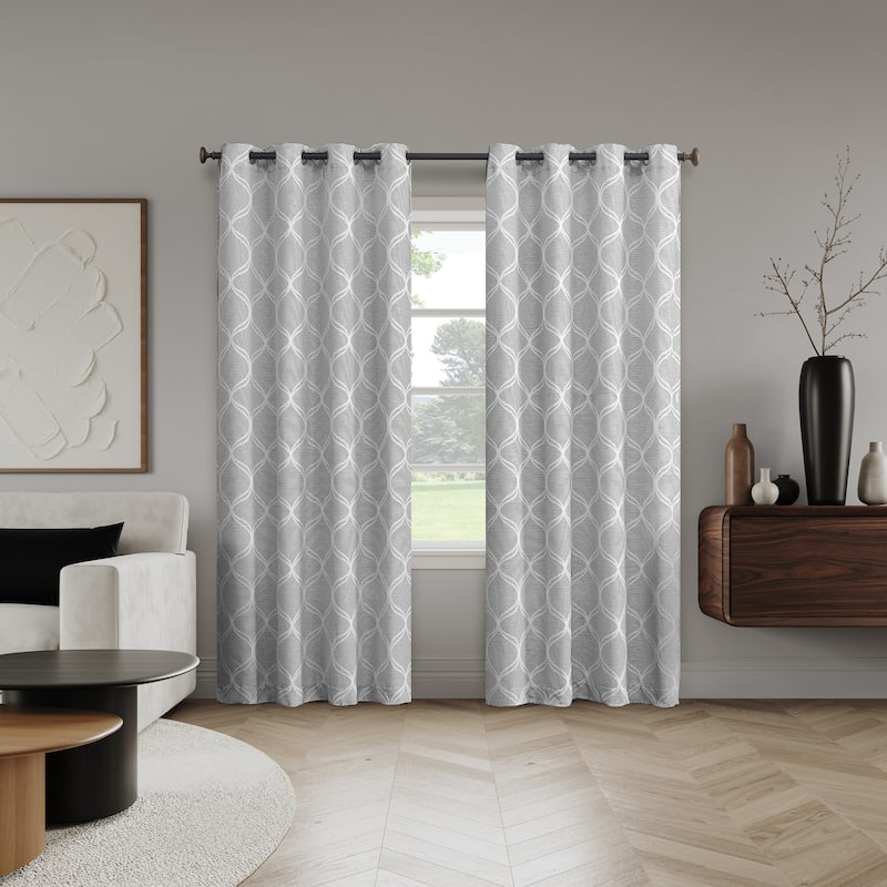 Sun Zero Tikal Woven Ogee Total Blackout Grommet 1-Piece Curtain Panel, Single Panel