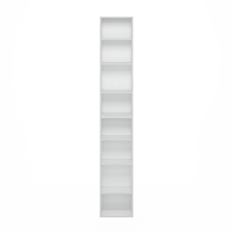 70.9 in. Tall White Wood 8-Shelf Bookcase