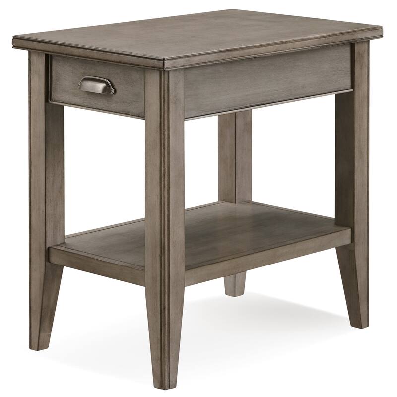 Laurent Narrow Solid Wood Side End Table with Shelf