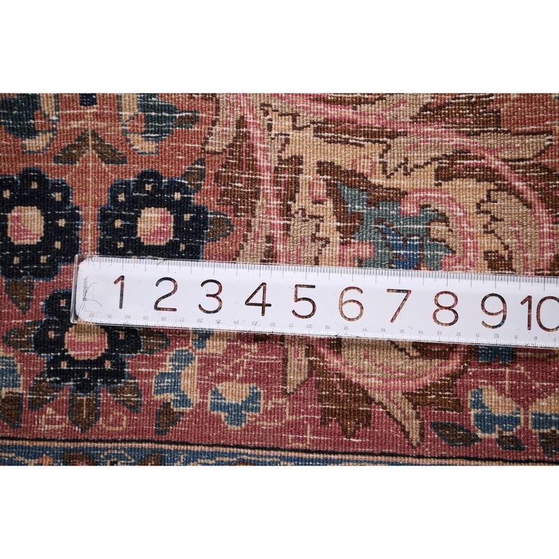 Vegetable Dye Pink Yazd Vintage Persian Area Rug Handmade Wool Carpet - 9'7" x 12'5"