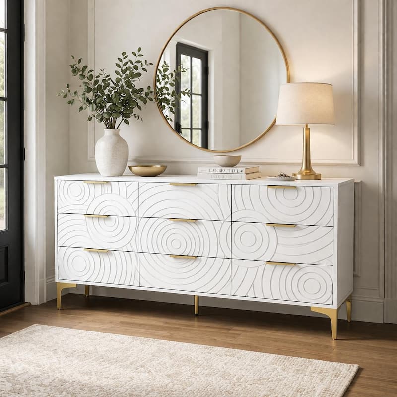 metal dresser chest Clihome 6 Drawer Accent Coated Metal Frame and Drawer Pulls Available in Charcoal 9 Drawer Dresser, Modern Wooden