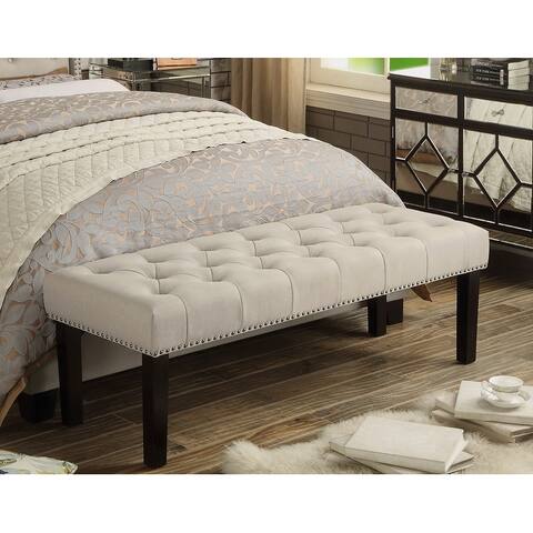 Moser Bay Almaraz 56 or 35 Inch Linen Upholstered Hand-tufted Transitional Bench