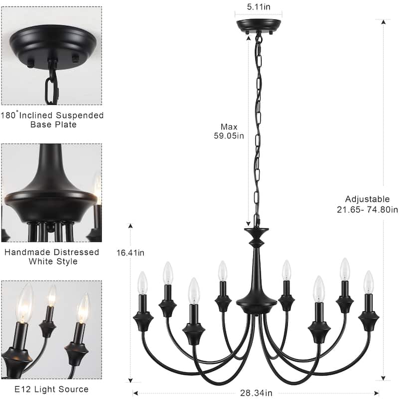 8-Light 28.34 in. Traditional Chandelier for Kitchen Living Room