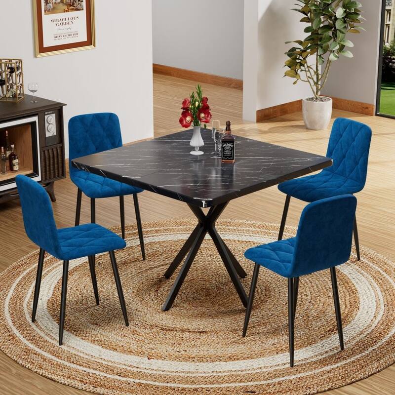 Set of 4 Modern Kitchen Dining Room Chairs - Blue