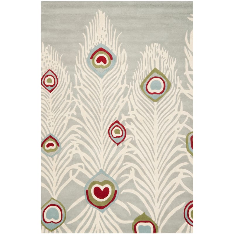 SAFAVIEH Handmade Ciera Feathers Blue New Zealand Wool Rug