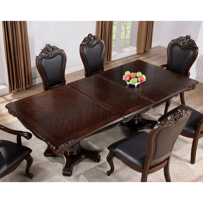 Furniture of America Eugene Traditional Solid Wood 7-Piece Expandable Dining Table Set