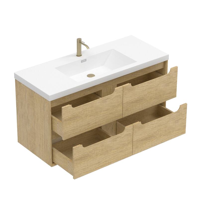 Prismis 36" 48" Wall-Mount Premium Bathroom Vanity with Integrated Sink