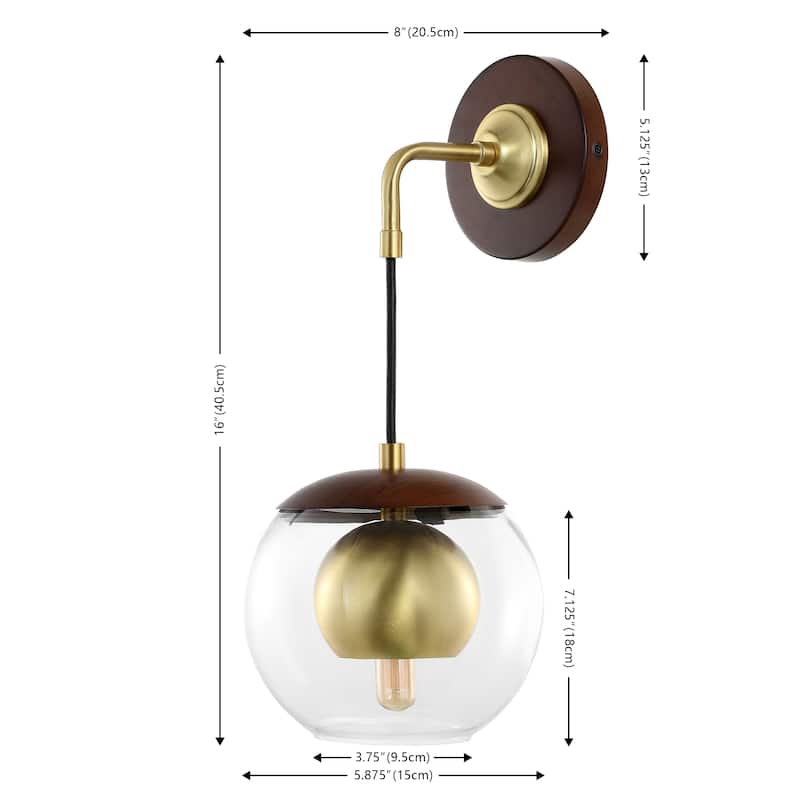 SAFAVIEH Lighting Aspasija 8-inch Wall Light Sconce with LED Bulb (Set of 2) - 7.1 In. W x 8 In. D x 16 In H