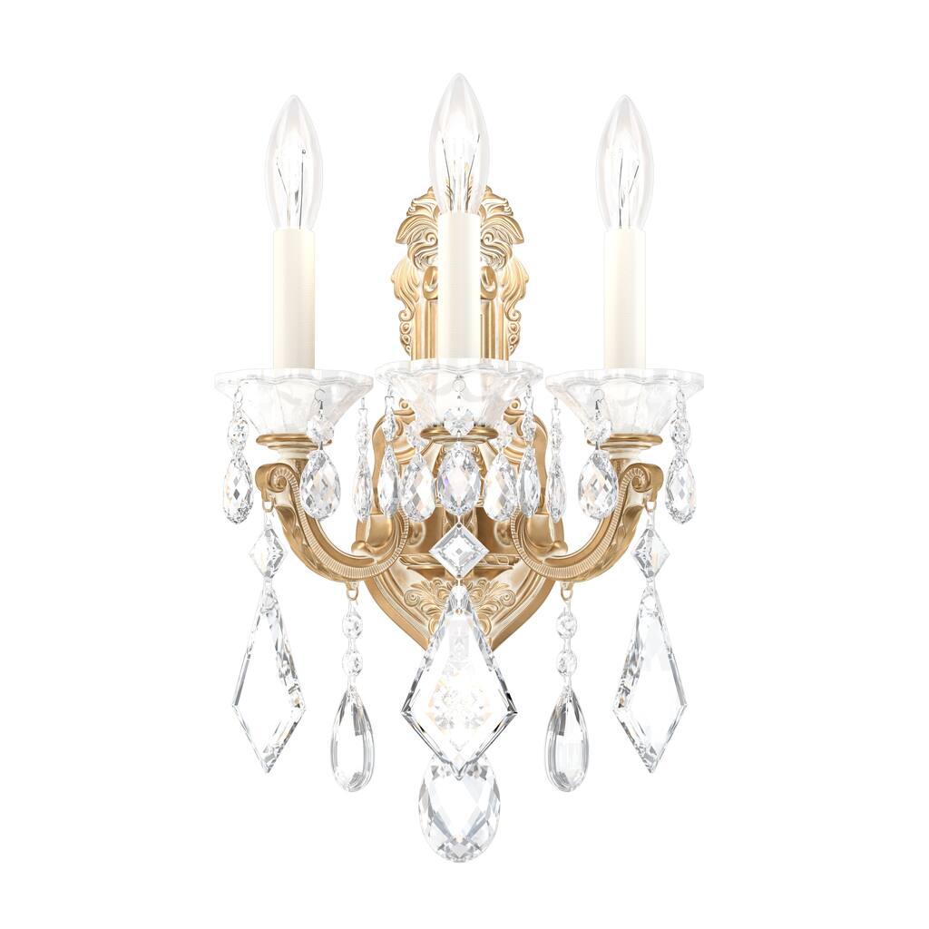 La Scala 3 Light Wall Sconce Parchment Gold Clear Heritage Crystal - One Size