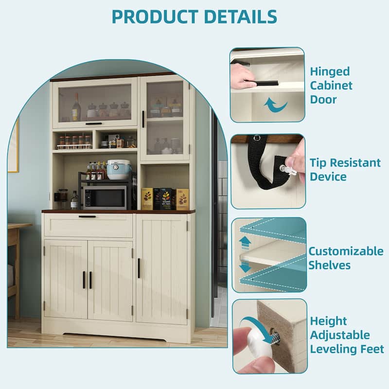 68" Tall Kitchen Food Pantry Cabinet Kitchen Storage Cabinet