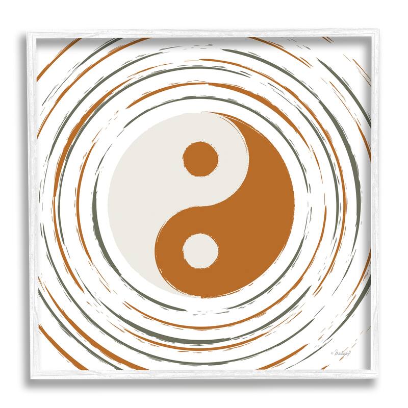 Stupell Yin Yang Taijitu Symbol Spiritual Circular Stripes Framed Wall Art, Design by Martina Pavlova - 24 x 24 - White