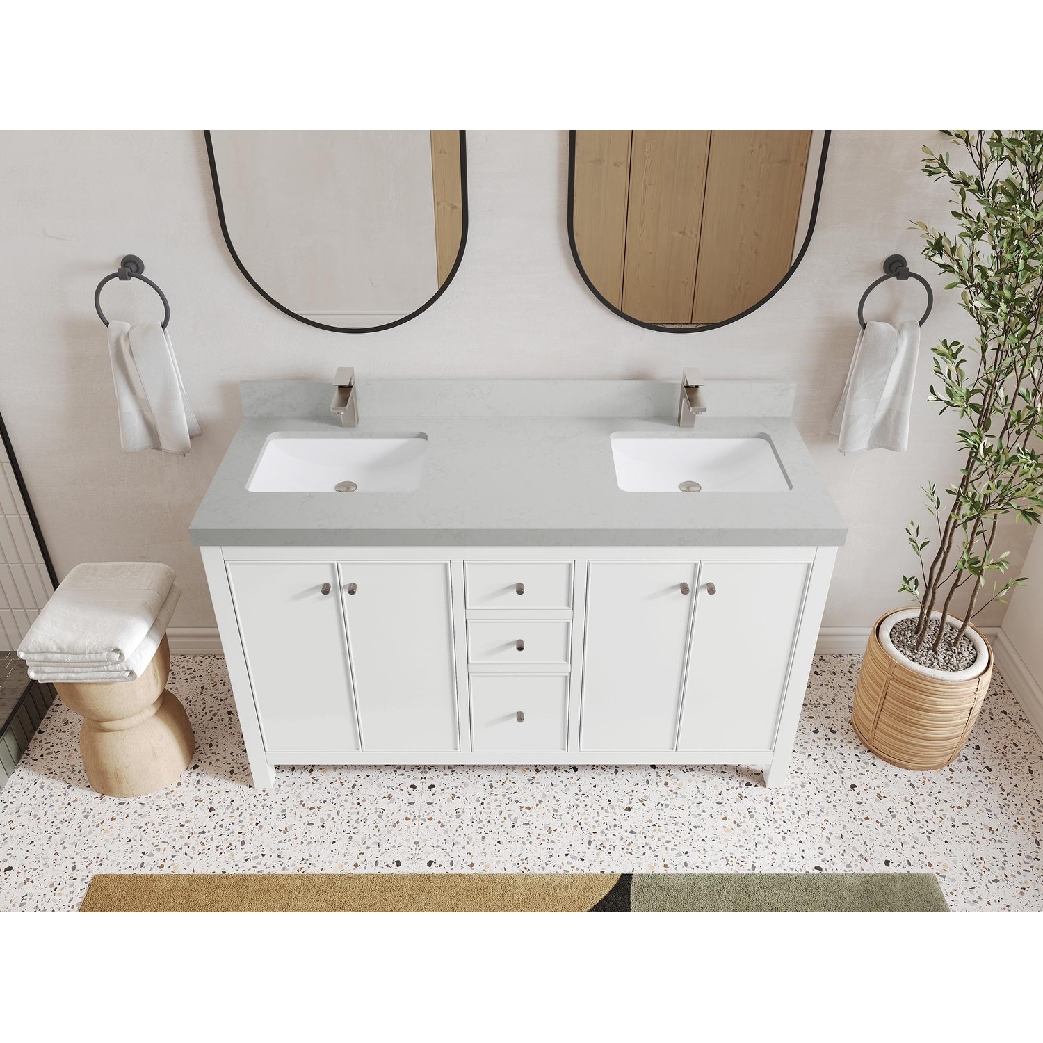 Willow Collections 60 in. W x 22 in. D Chicago Double Sink Bathroom Vanity with Countertop