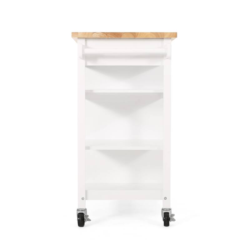Contemporary Kitchen Island Cart with Storage Drawer, Shelves, and Towel Holder