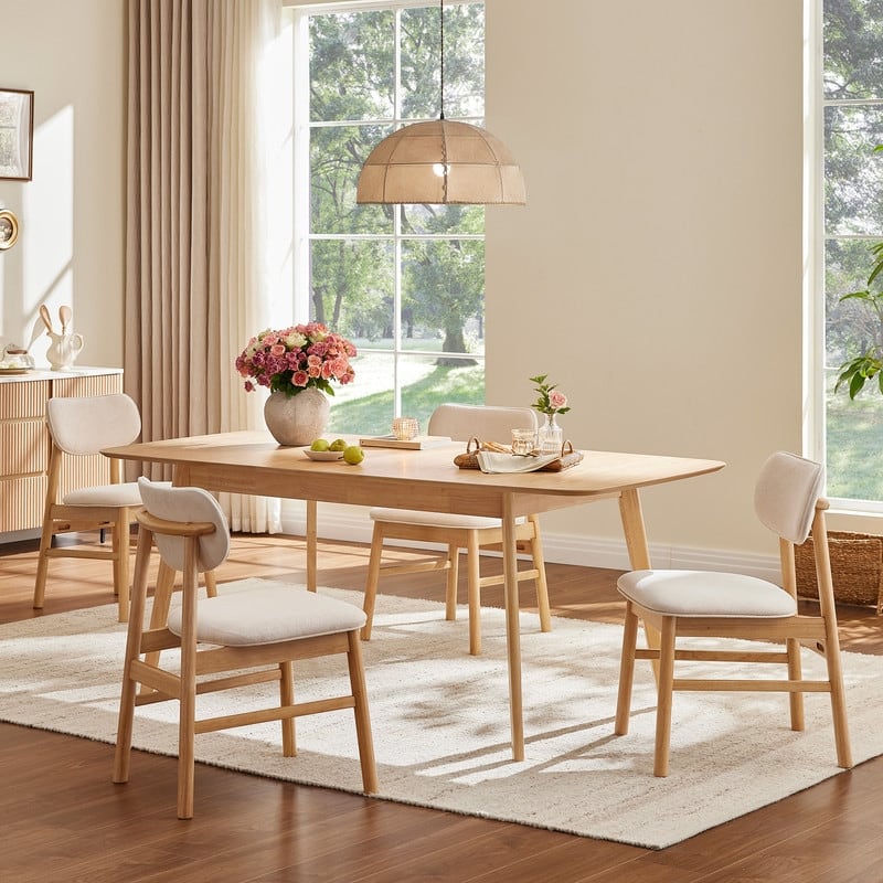 Spruce & Spring Extendable Dining Table Set with Upholstered Dining Chairs