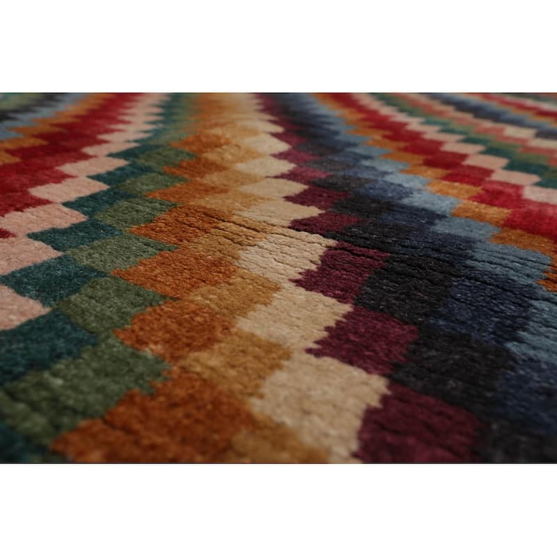Hand Knotted Designer Red Tibetan 100% Wool Modern Oriental Area Rug - 2' 9'' x 12' 2''