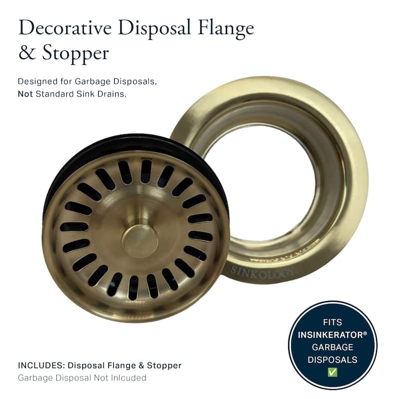 SinkSense Satin Gold Kitchen Sink Disposal Flange Drain with Stopper