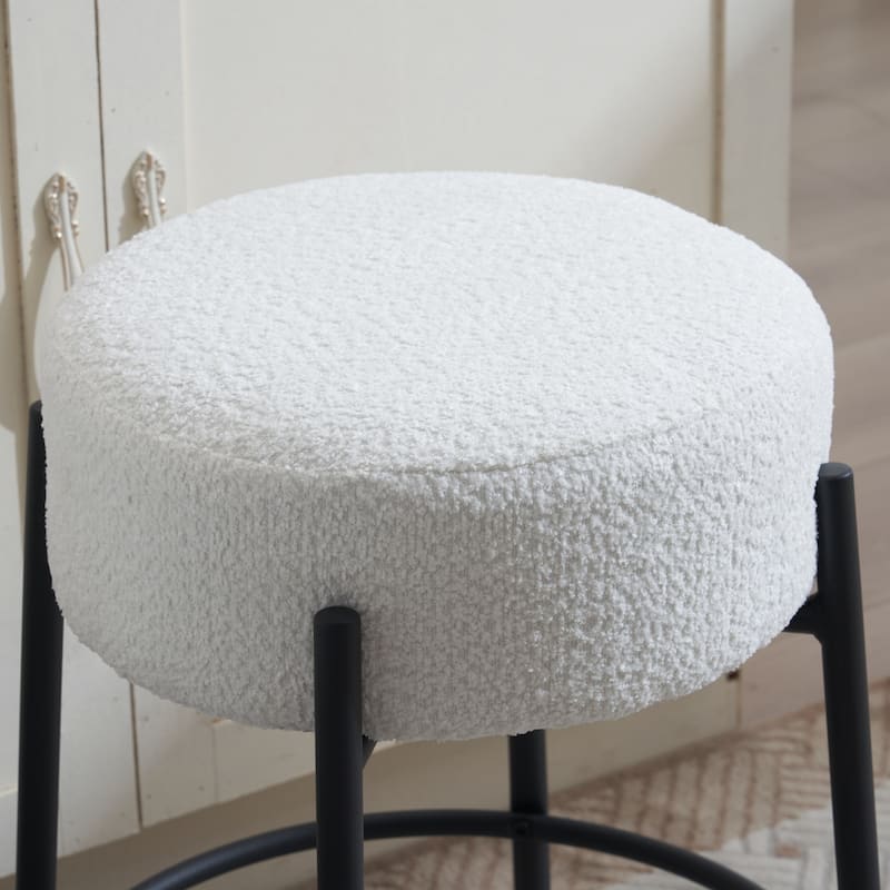 Set of 2 Contemporary Round Upholstered Dining Stools, Bar Stools