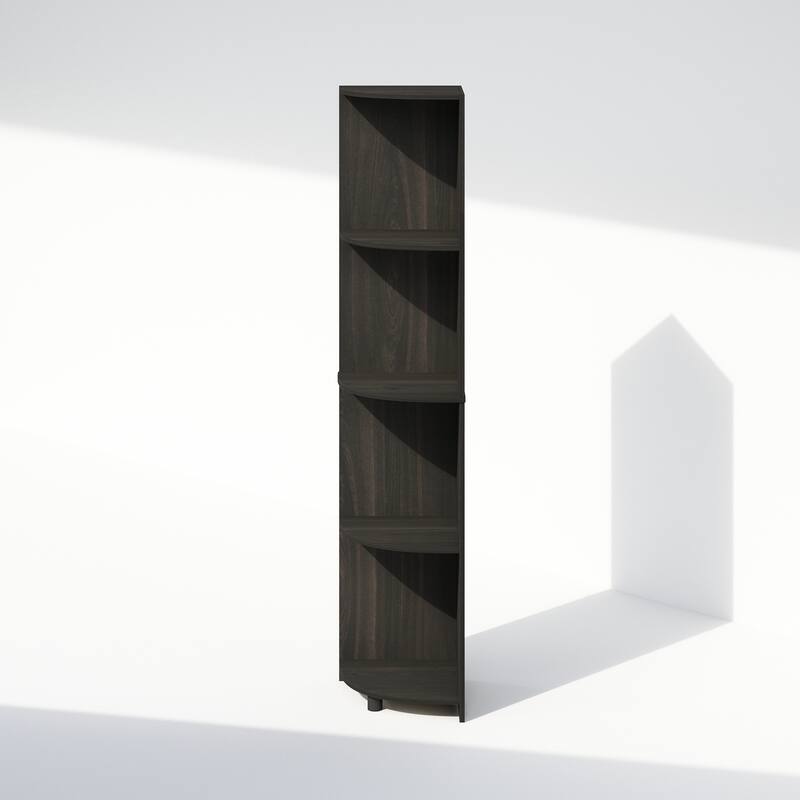 Furinno Basic 4-Tier Corner Multipurpose Standing Shelf, Amber Pine
