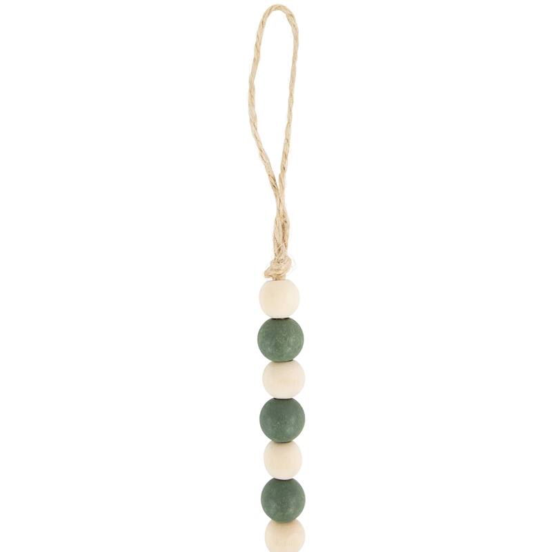 6' Green and Cream Wooden Beads Christmas Garland Unlit