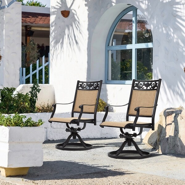 EROMMY Swivel Patio Dining Chairs Set of 2, Outdoor Wicker