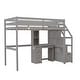 preview thumbnail 9 of 7, Gray Twin Pine Loft Bunk Bed with Storage Staircase, Desk, Shelves, Drawers