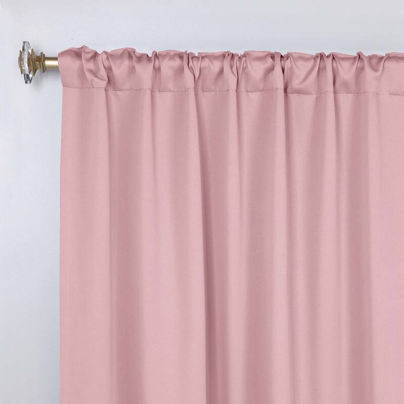 Superior Solid Machine Washable Room Darkening Curtains with Back Tabs, Set of 2