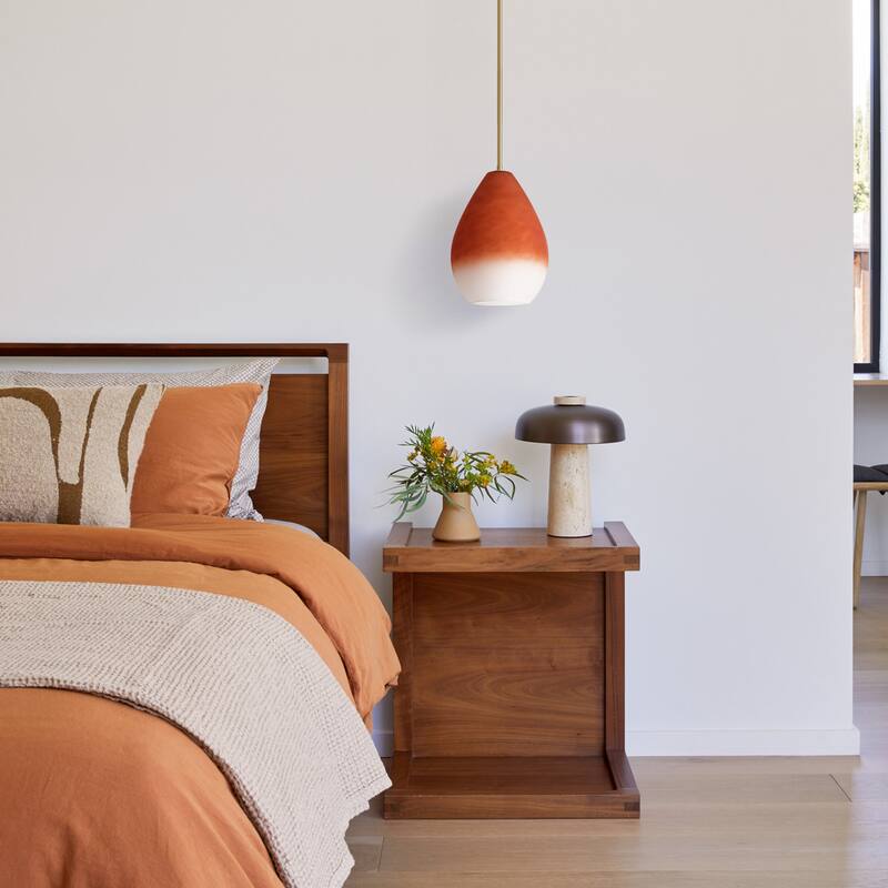 1-Light Boho Brass & Hand-Blown Glass Pendant Light for Bedroom or Dining Room - 1 Light