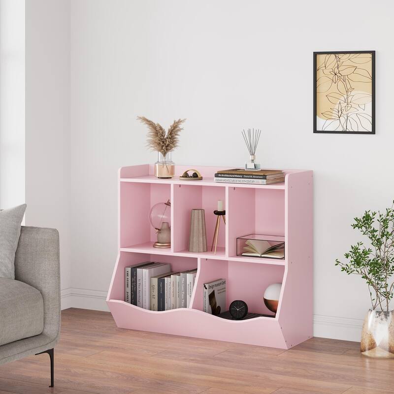 Kids Bookshelf and Bookcase Toy Storage Multi Shelf with Cubby Organizer Cabinet for Boys Girls