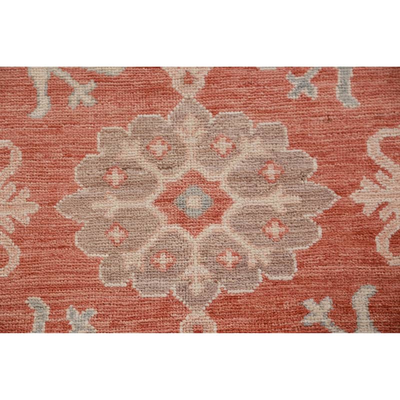 Hand Knotted Oriental 100% Wool Carpet Transitional Geometric Oranges & Rust Oushak Area Rug - 10' 2'' X 8' 4''