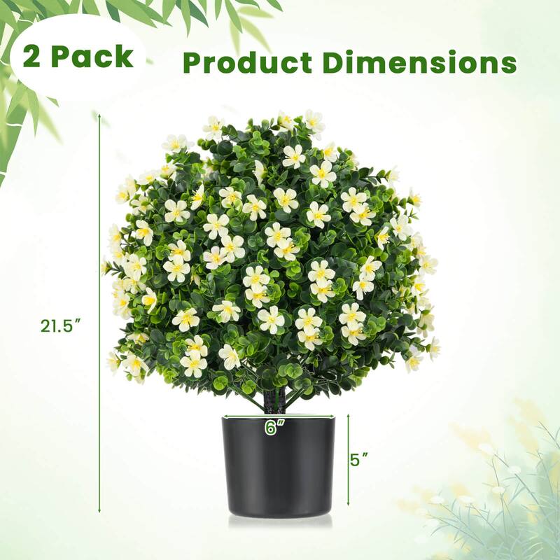 Costway 2 Pack Artificial Boxwood Topiary Ball Tree Faux Shrub Bushes