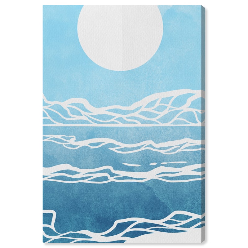 Wynwood Studio Canvas Abstract Sunshine Waves Blue and Modern & Contemporary Wall Art Canvas Print